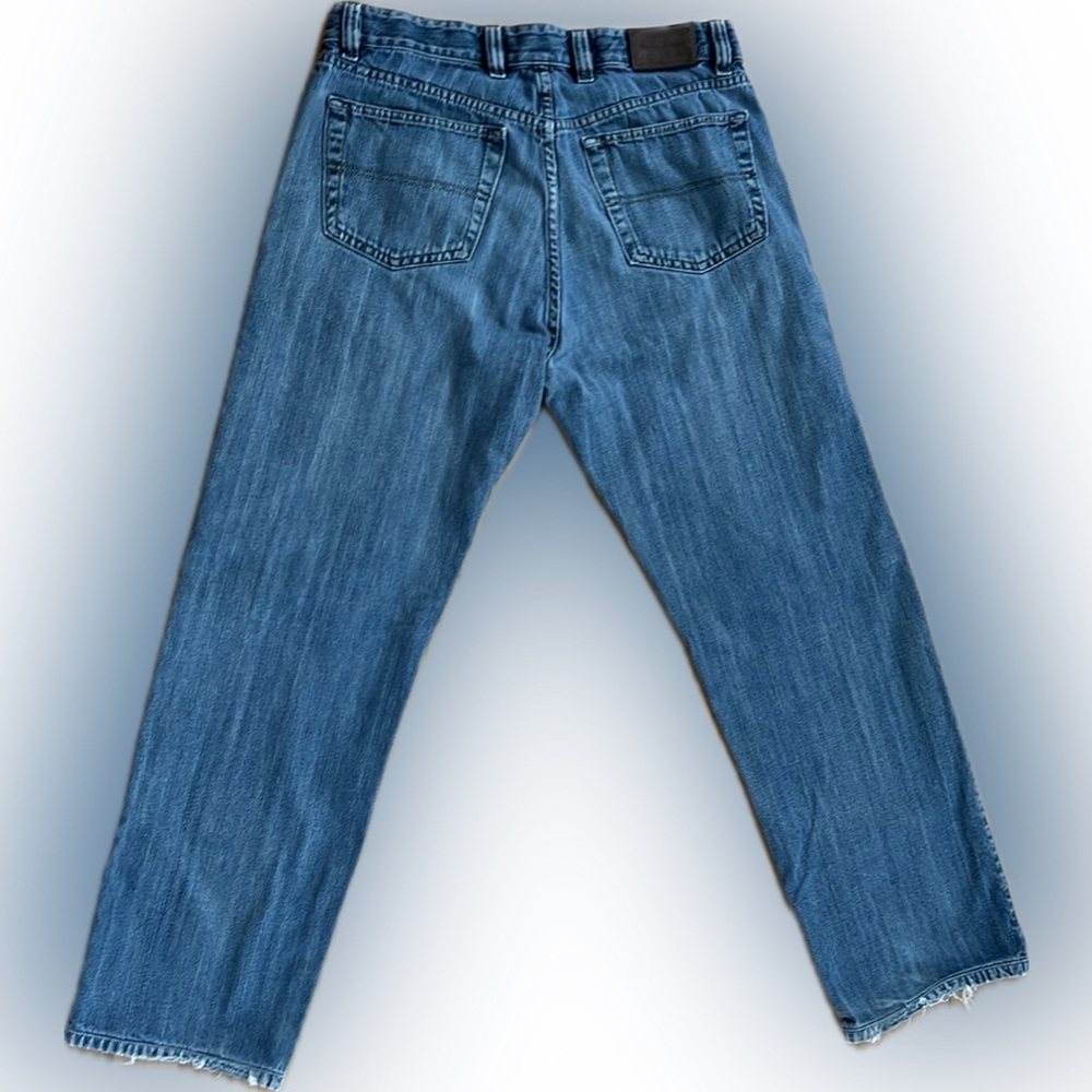 👖34x30 Relaxed Fit Blue Jeans with Faded Details by Ermenegildo Zegna - Picture 16 of 17